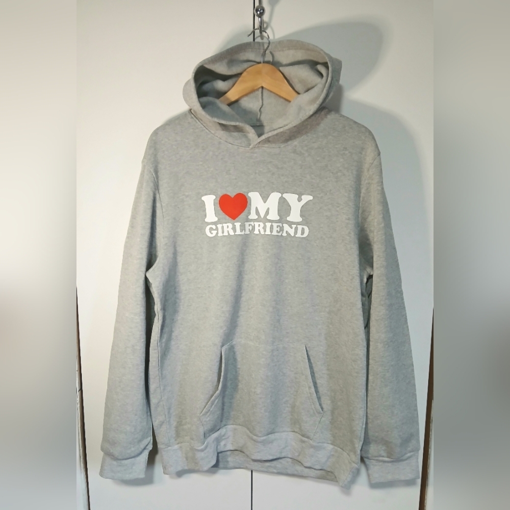 Gray "I ♥ My Girlfriend" Pullover Hoodie